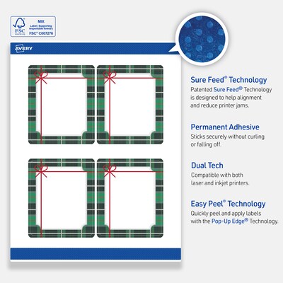 Avery Rectangle Multipurpose Labels, 4" x 3-1/3", White, 40/Pack (19479370405)