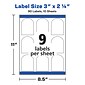 Avery Print-to-the-Edge Laser Arched Labels, 3" x 2 1/4", Textured White, 9 Labels/Sheet, 10 Sheets/Pack, 90 Labels/Pack (22809)
