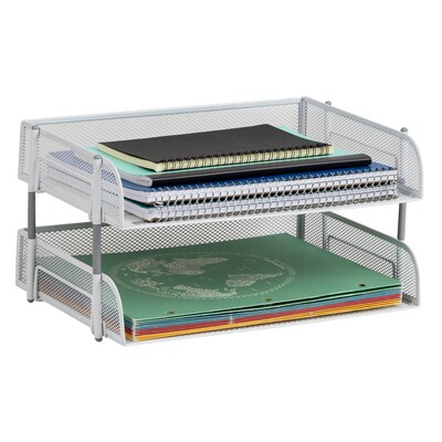Mind Reader Metal Side Loading Stackable Letter Tray, White (ESTACK2-WHT)