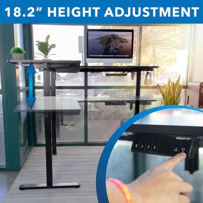 Mount-It! 63"W Electric L-Shaped Corner Adjustable Standing Desk, Black (MI-15001)