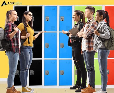 AdirOffice 72'' 3-Tier Blue Storage Locker, 2/Pack (629-203-BLU-2PK)