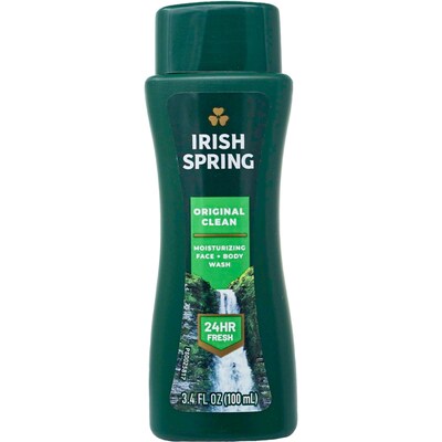 Irish Spring Original Body Wash, 3.4 oz Travel Size Bottle, 8 Bottles/Bag, 16 Bags/Carton