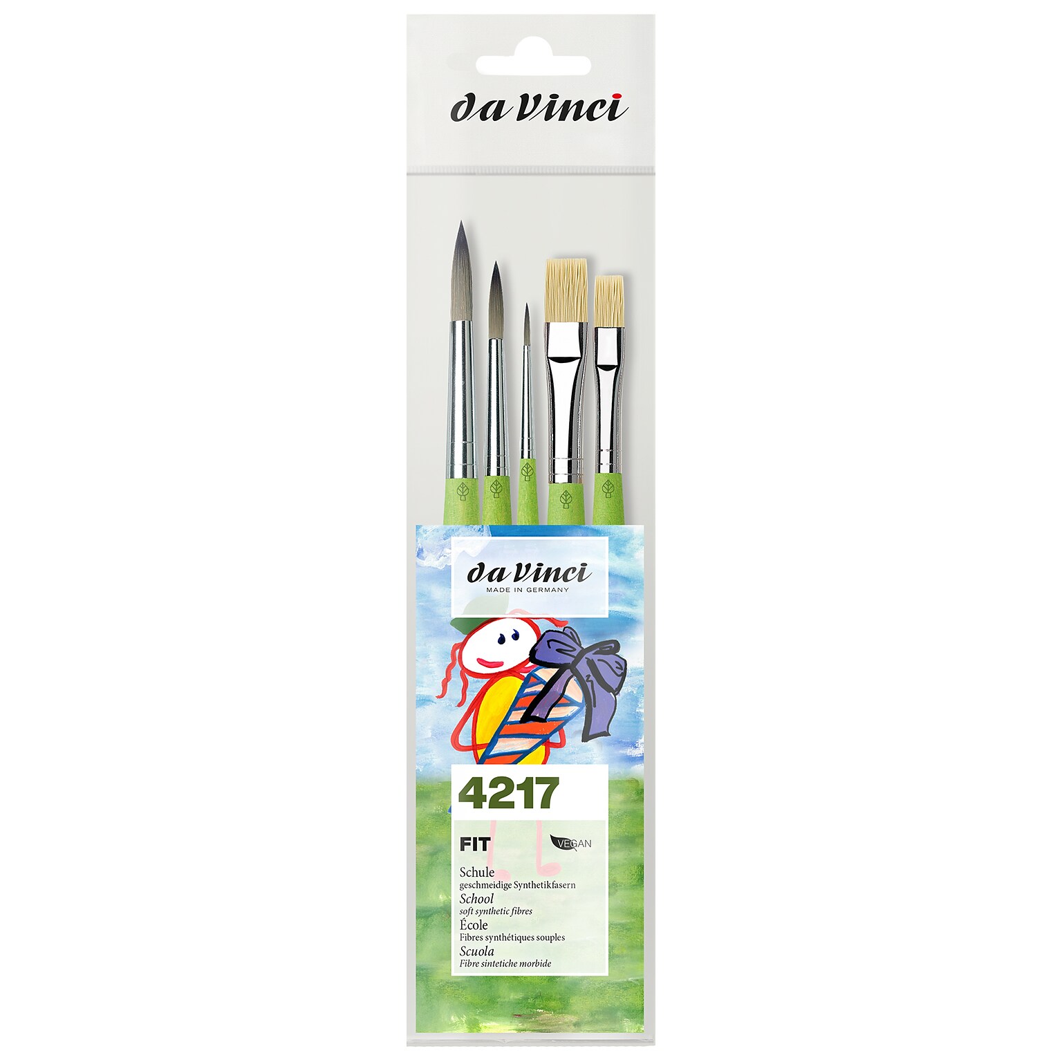da Vinci FIT Synthetics Mixed Media Synthetic Bristle, Student & Hobby Brushes, 5/Pack (DVXVA42170)