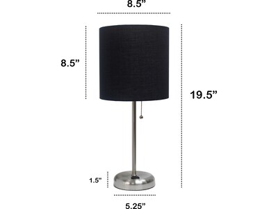 Creekwood Home Oslo Incandescent Table Lamp, Brushed Steel/Blue (CWT-2009-BK)
