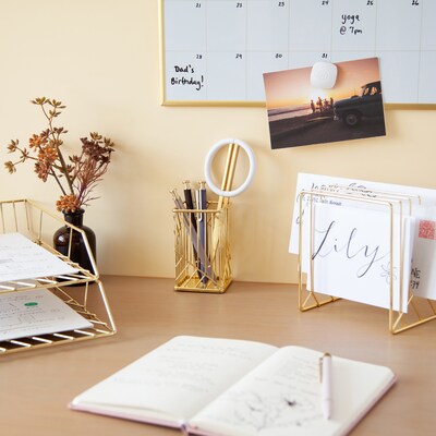 U Brands Vena Desk Organization Set, Gold Wire (3940U00-01)