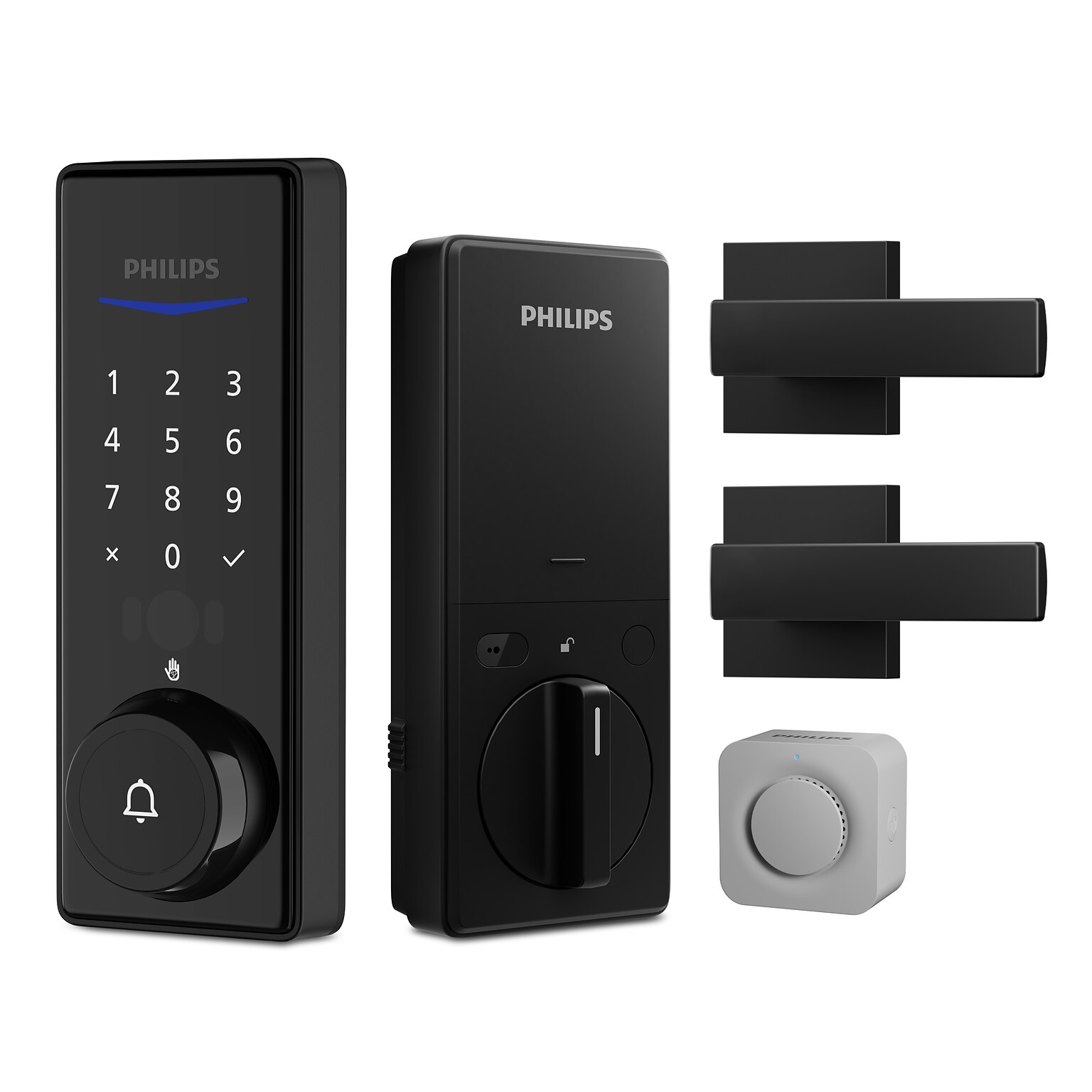 Philips Wi-Fi Smart Deadbolt with Palm Recognition & Lever – Matte Black