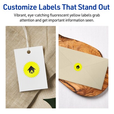 Avery Starburst Laser/Inkjet Multipurpose Labels, 1", Neon Yellow (3840/Box)