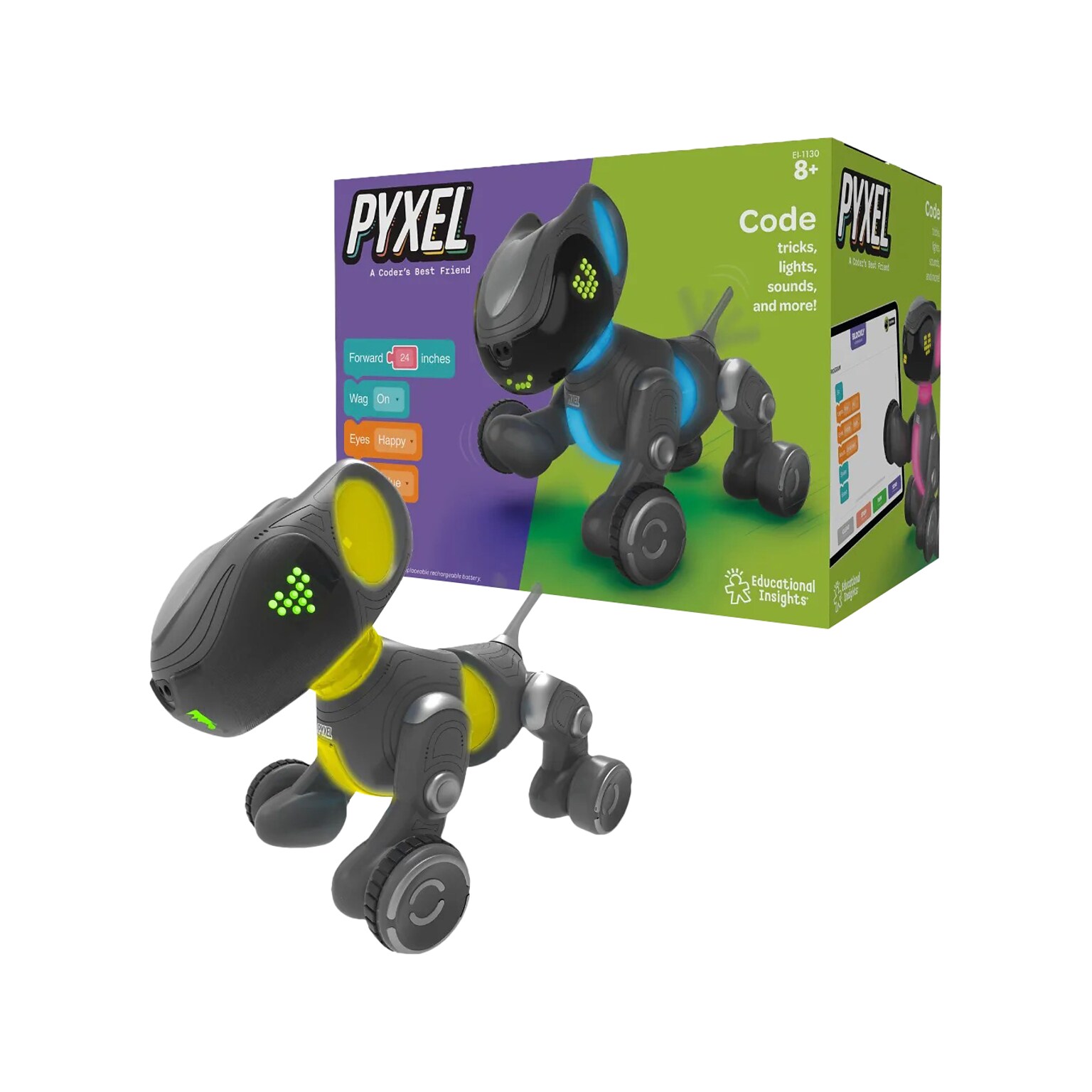 Educational Insights PYXEL A Coders Best Friend Programmable Pet, Black (1130)