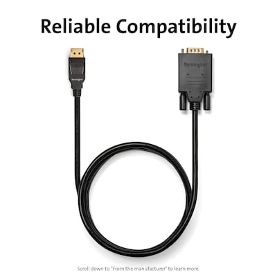 Kensington 6 ft. DisplayPort to VGA Video Cable, Male to Male, Black (K33024WW)