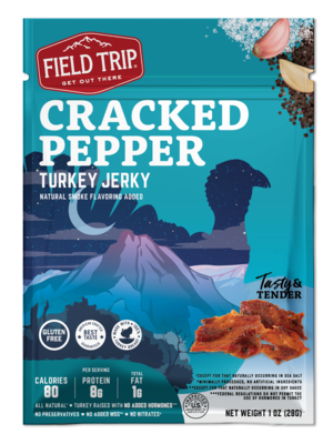 Field Trip Cracked Pepper Turkey Jerky, 1 oz., 12/Carton (FLD00508)