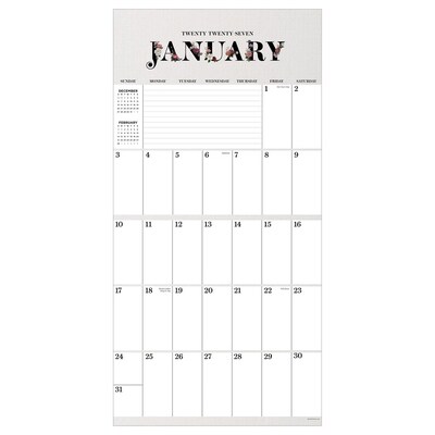 2027 TF Publishing Big Grid-Floral 12 x 12 Monthly Wall Calendar, Multicolored (27-1103)