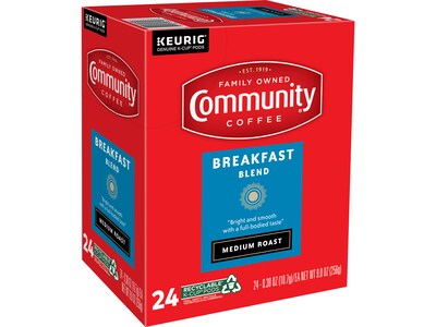 Community Coffee Breakfast Blend Coffee Keurig® K-Cup® Pods, Medium Roast, 24/Box (5000374324)