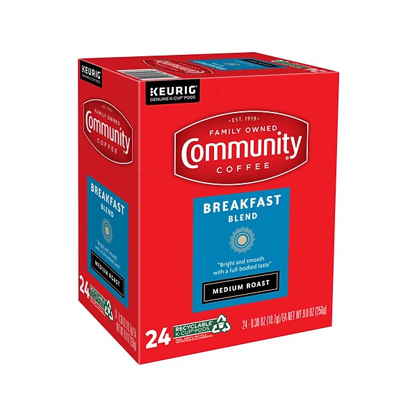 Community Coffee Breakfast Blend Keurig K-Cup Pod, Medium Roast, 24/Box (5000374324)