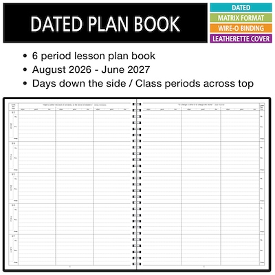 2026-2027 ELAN 8.5 x 11 Academic Weekly & Monthly Teacher Planner, Paperboard Cover, Black (D202-AY26)