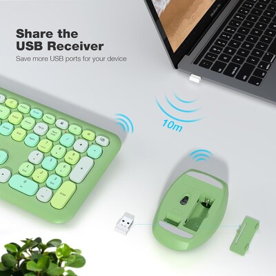 SaharaCase Wireless Keyboard and Mouse Combo, Sage Mist (KB6)