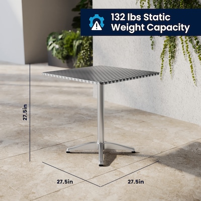 Flash Furniture Lila Indoor-Outdoor Table Set with 4 Slat Back Chairs, 27.5", Aluminum (TLH28SQ017BCHR4)
