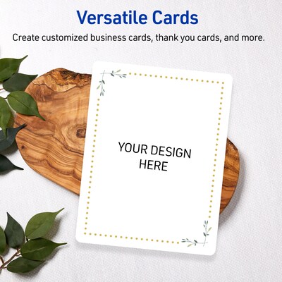 Avery Gold Dots with Green Florals Matte Blank Card, White, 20/Pack (S00-DN7)