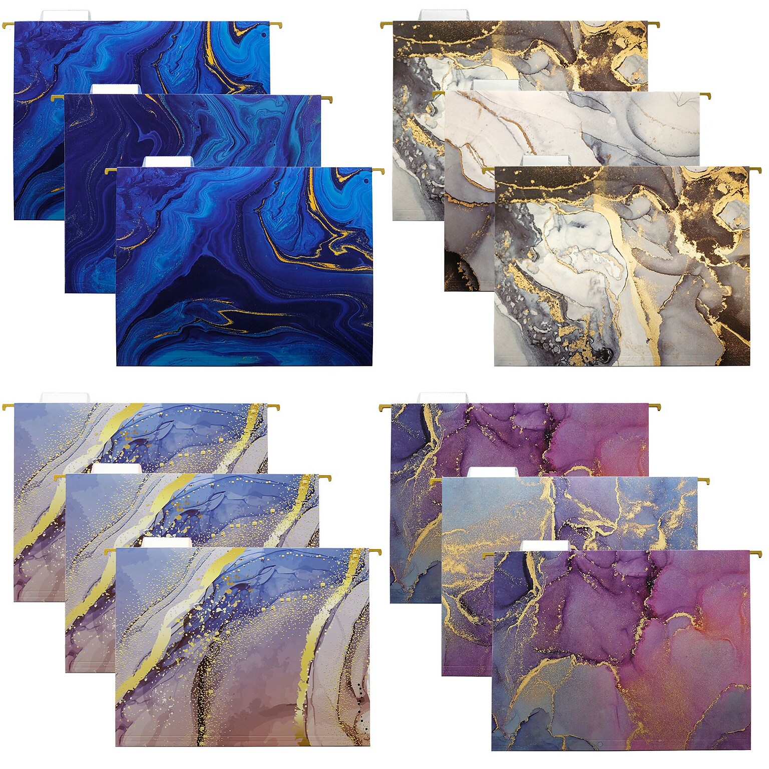 Global Printed Products Heavy Duty Hanging File Folder, 1 Expansion, Straight-Cut, Letter Size, Marble, 12/Pack (GPP-0102-B)