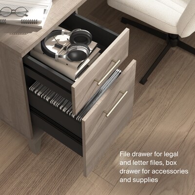 Bush Home Somerset 72"W L Shaped Office Desk with Storage, Ash Gray (WC81610K)