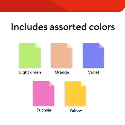 Staples Brights Multipurpose Colored Paper, 24 lbs., 8.5" x 11", Assorted Neon, 500/Ream (20201)