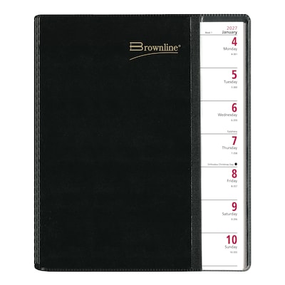 2027 Brownline Pre-Vu 11 x 8.5 Weekly Appointment Book, Black (CB925.BLK-27)