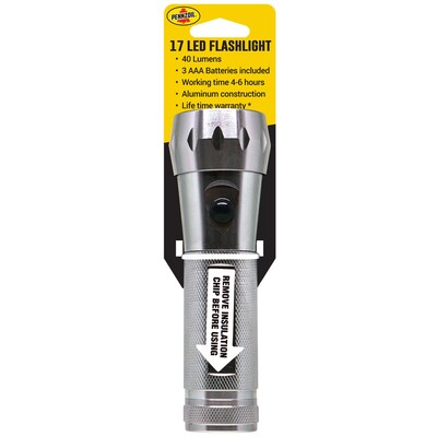 Pennzoil 17 LED Flashlight, Silver, 12/Pack, 4 Packs/Carton (14163)