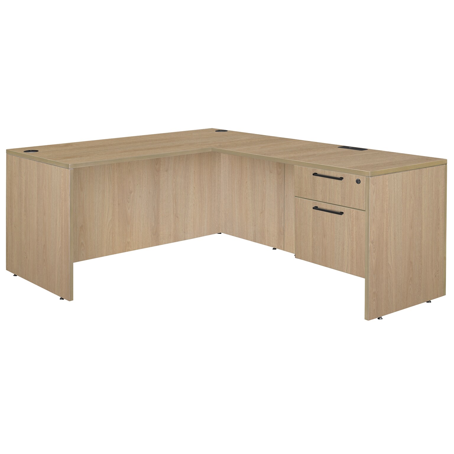 Regency Legacy 66 L Desk w/ Single Pedestal Drawer Unit, Noble Oak (LLDSP663047NO)