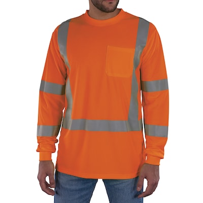 GloWear 8368 High Visibility Long Sleeve T-Shirt, ANSI Type R Class 3, Orange, Large (22064)