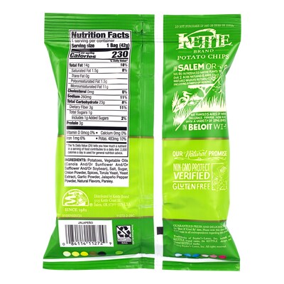 Kettle Brand Gluten Free Jalapeno Potato Chips, 1.5 oz., 24/Box (220-02569)