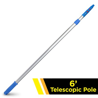 Gritt Commercial 6' Telescopic Extension Pole, Aluminum, Adjustable 3.5 - 6' length with Click / Lock Adapter Cone (GRI106-6F)
