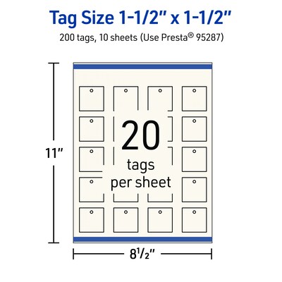 Avery 1-1/2" x 1-1/2"  Blank Price & Merchandise Tags, Ivory, 200/Carton (95287-MIT10)