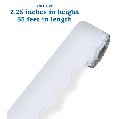 Carson Dellosa Education Rolled Scalloped Border, 2-1/4"x 65', White, 3/Bundle (CD-108473-3)