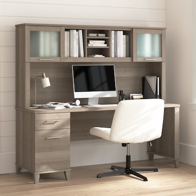 Bush Home Somerset 72W Office Desk with Drawers and Hutch, Ash Gray (SET018AG)