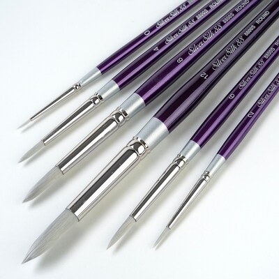Silver Brush Silver Silk Round Brushes, 6/Pack (SLVSS8876)