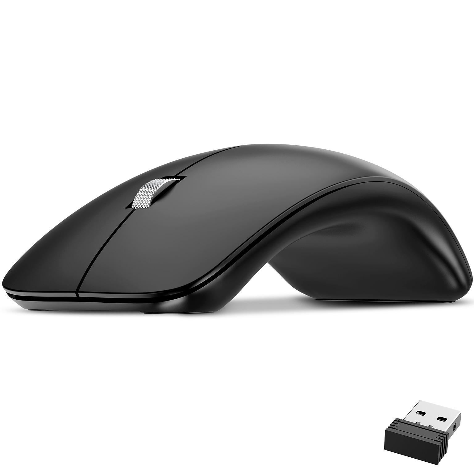 Delton S10 Wireless Ergonomic Curved Optical Mouse, Black (DMERGS10-WB)