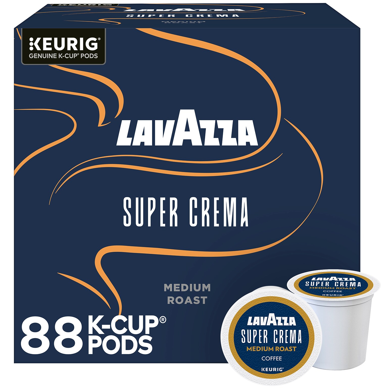 Lavazza Super Crema Caffeinated Hot & Iced Coffee Keurig K-Cup Pods, Medium Roast, 88/Box (5000391097CT)