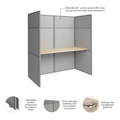 Bush Business Furniture Easy Office 66"H x 61"W Cubicle Panel Workstation, Natural Elm (EODH260NE-03K)