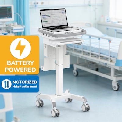 Mount-It! MedHub Powered Mobile Medical Cart Workstation with Motorized Height Adjustment & Elora Power Kit (MI-16058)