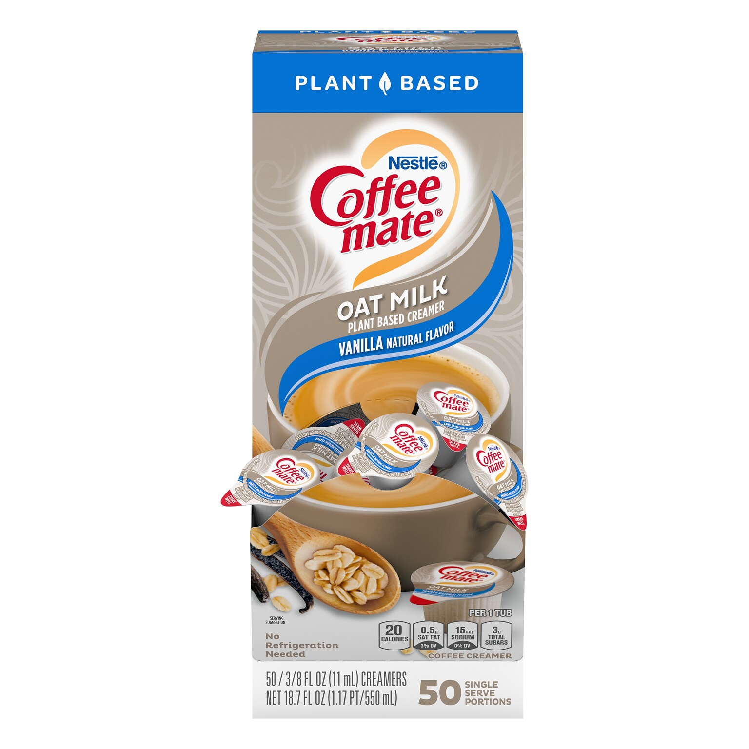 Coffee mate Oat Milk Liquid Creamer Singles, PlantBased, 0.38 oz., 50