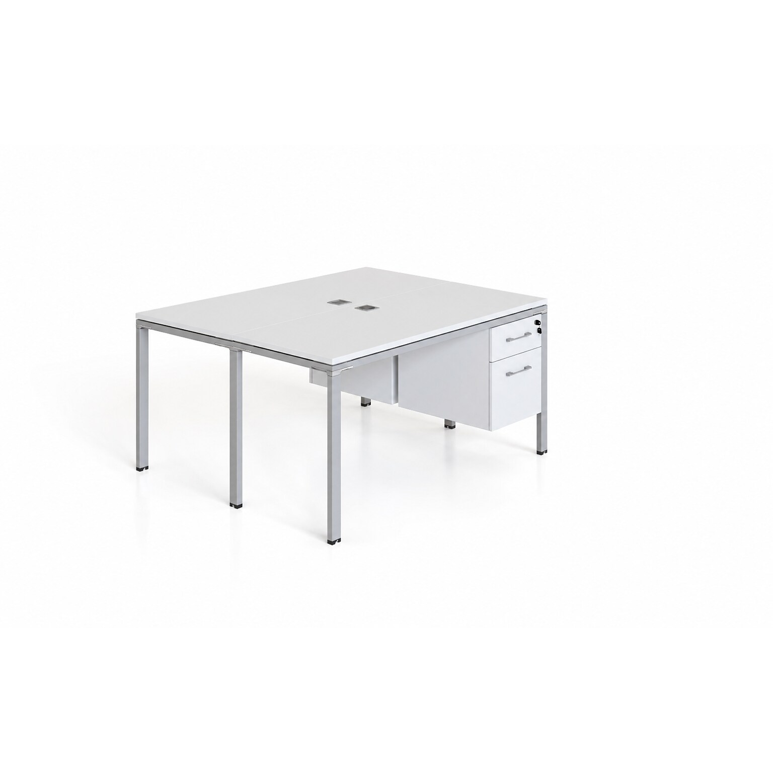 Boss Office Products Simple System 66W Desk with Pedestal, White, 2/Set (SGSD014-102-WT)