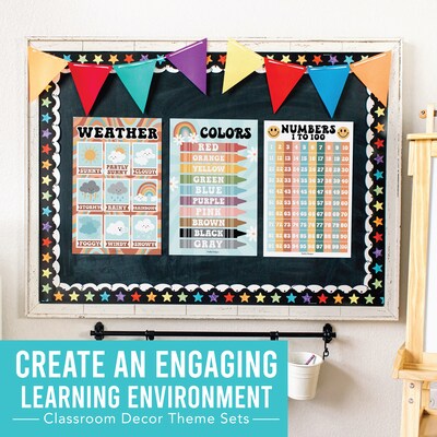Hadley Designs 17" x 11" Retro Boho Preschool Educational Posters For Toddlers, Laminated, 16/Set (HDDX004ACFGE5)