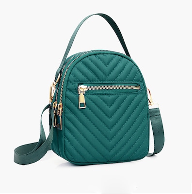 Nicci Polyester Cross-Body Quilted Bag, Green (CB3240510C-GRN)