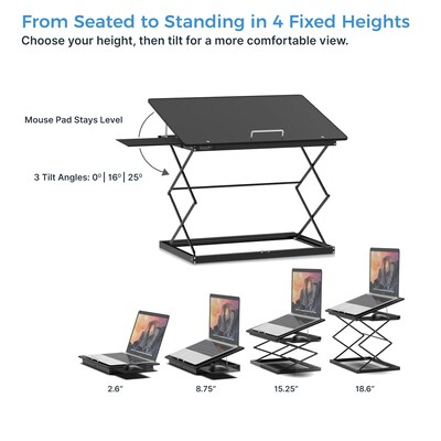 Uncaged Ergonomics CD4 16.25" x 12.25" Adjustable Standing Desk Converter for Laptops, Black (CD4-B)
