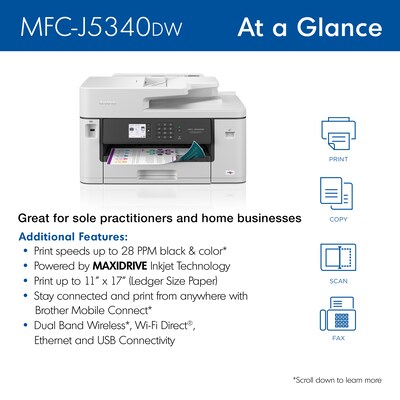 Brother MFC-J5340DW Wireless Color All-in-One Inkjet Printer (MFCJ5340DW)