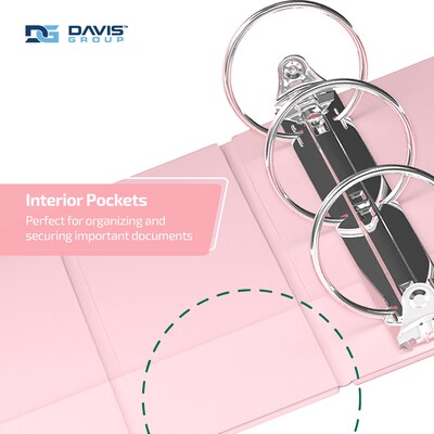 Davis Group, 2", 8.5" x 11", Round Ring View Binder, Pastel Color, Blush, 6/Pack (7413-11-06)