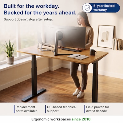 Uncaged Ergonomics Rise Up 3-stage Dual Motor Electric Standing Desk Frame, Black, Desktop Not Included (RUB)