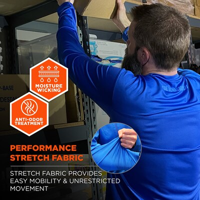 Chill-Its 6689 Long Sleeve Cooling Sun Shirt with UV Protection, Blue, L (12154)