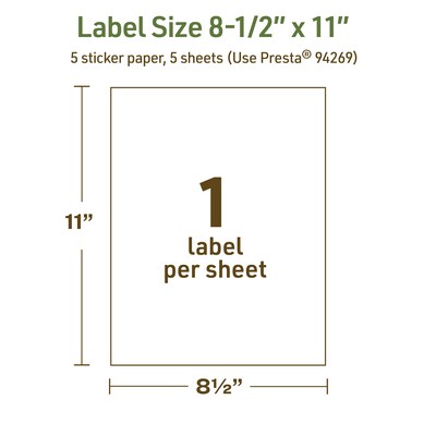 Avery Dissolvable Rectangle Multipurpose Labels, 8.5" x 11", Off-white, 5/Pack (94269)