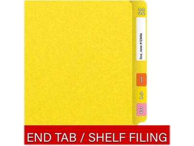 Medical Arts Press Heavy-Duty End Tab File Folder, Straight Cut, Letter-Size, Yellow, 40/Box (S-09458-YLW)