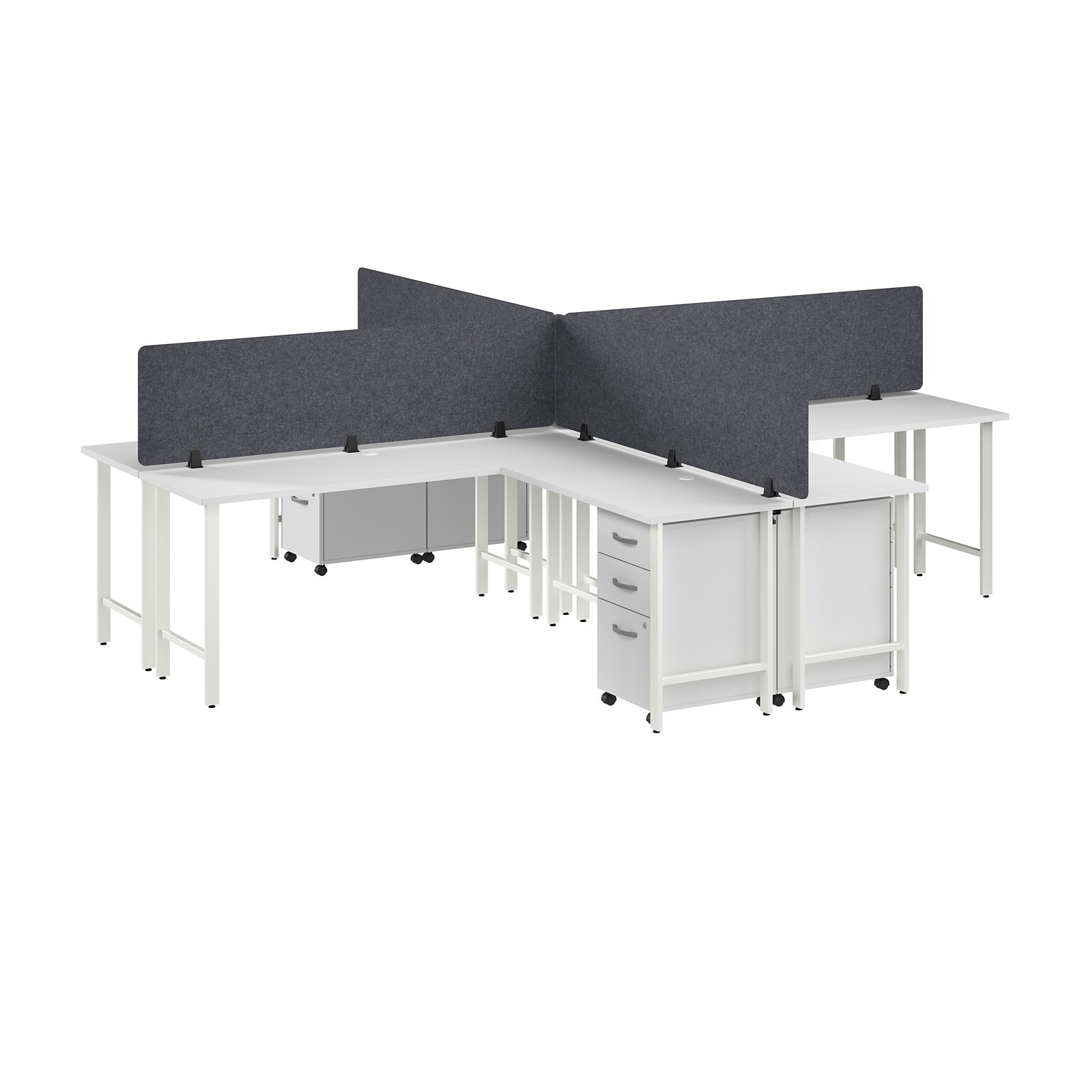 Bush Business Furniture Hustle 30H x 72W 4 Person L-Shaped Cubicle Workstation, White (HUS017WHSU)